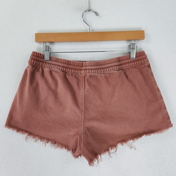 Aerie Shorts Womens Medium Terracotta Pink Loungewear Raw Hem Drawstring Casual - Picture 7 of 11